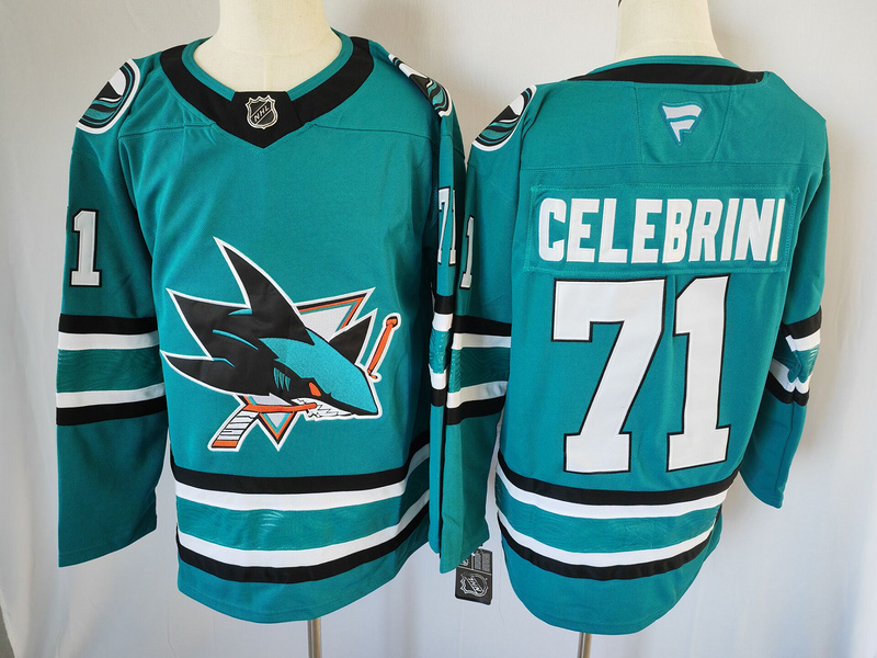 Men's San Jose Sharks Macklin Celebrini #71 Green jersey